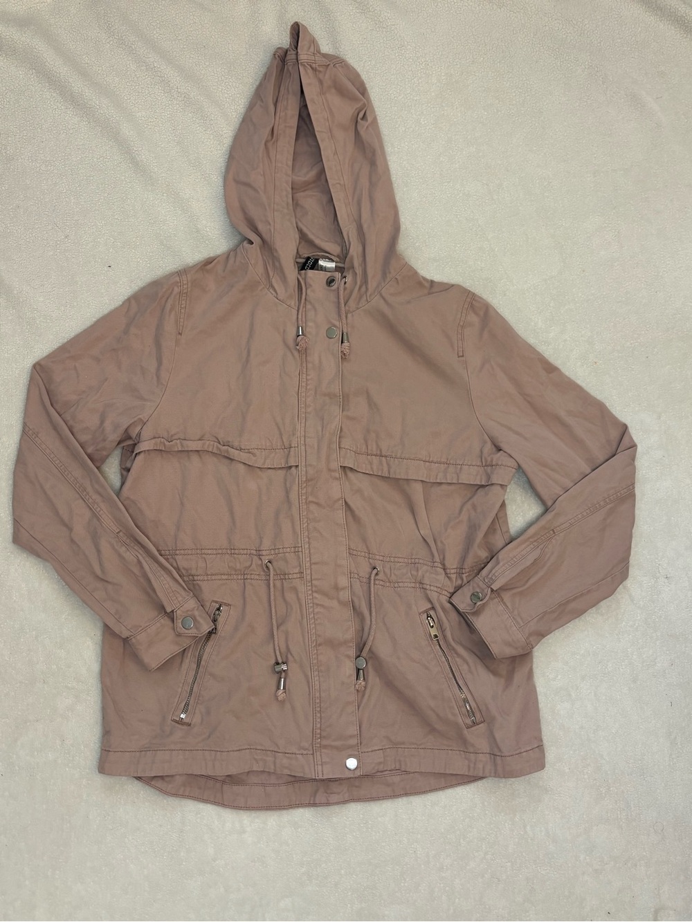 H&M Hooded Utility Jacket in Dusty Mauve